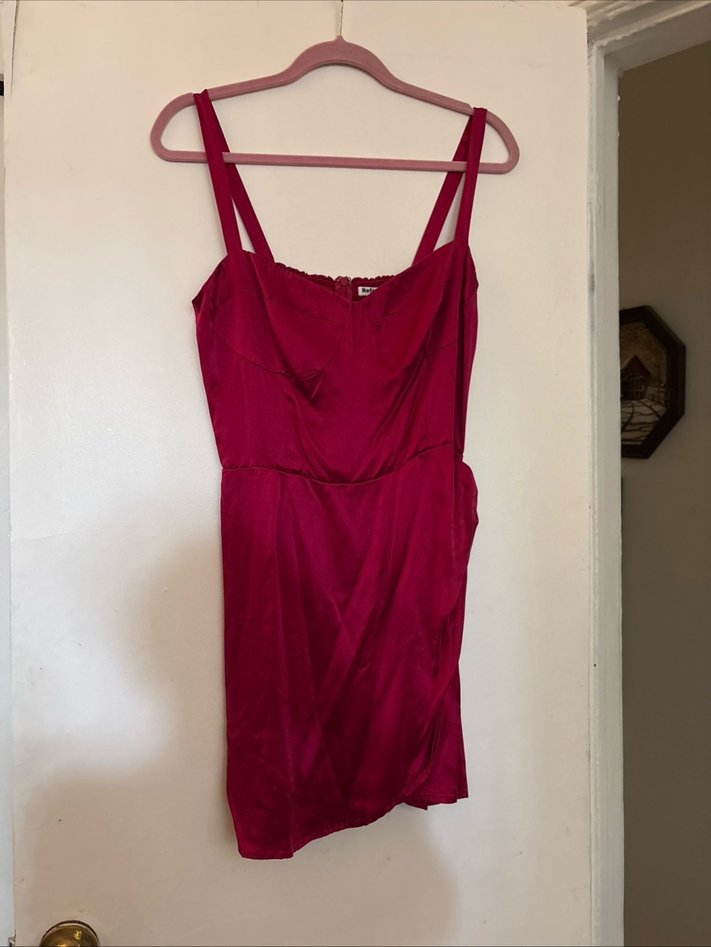 Reformation Fonda Silk Mini Dress In Rhubarb Pink Size 10